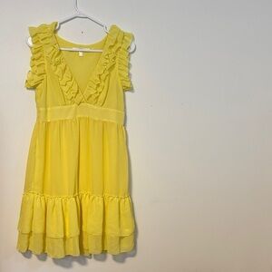Yellow Ruffled ladies dress